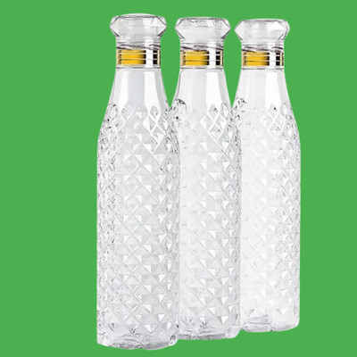 PALSHIV 1000 ml Plastic Bottle With Drinking Glass(Pack of 3, Multicolor)