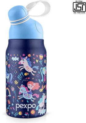 pexpo Piano Cute Hot & Cold Vacuum Insulated Kids School Bottle 425 ml Flask(Pack of 1, Blue, Steel)