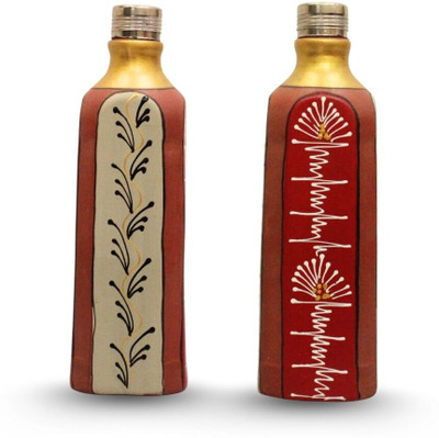 Terra Charms 1000 ml Clay Bottle(Pack of 1, Multicolor)