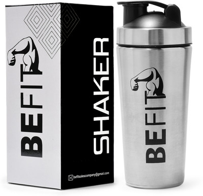BeFit 700 ml Steel Shaker(Pack of 1, Steel/Chrome, Silver)