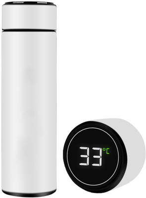 The Wallet Store Vacuum Insulated Temperature Bottle with Smart LED Display 500 ml Bottle(Pack of 1, White, Steel)
