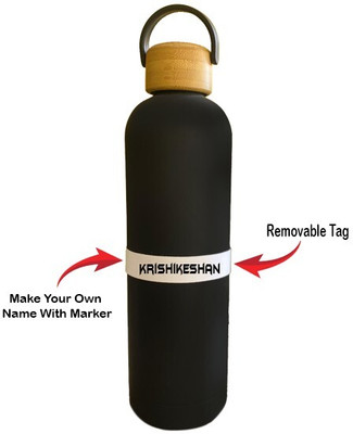 SY Gifts KrishikeshanName Mattee Finish Cork Bottle 1000ml 1000 ml Flask(Pack of 1, Black, Steel)
