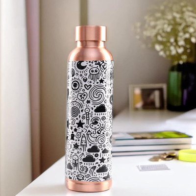KUBER INDUSTRIES 950 ml Copper Bottle(Pack of 1, Black, White)