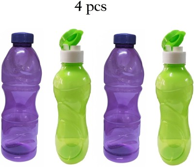 M.C. PIPWALA 1Ltr fridge bottle-2pcs Purple 1no. DC Cap bottle-2pcs Green Fliptop cap Bottle 1000 ml Bottle(Pack of 4, Green, Purple, PET)