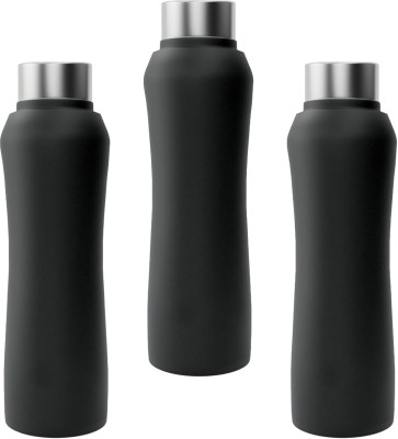RARE RUSH 1000 Stainless Steel Water Bottle, 1000 ml, Black, Pack of 3 Pcs 1000 ml Bottle(Pack of 3, Black, Steel)