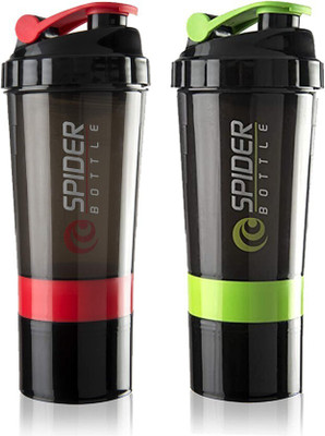 TRUE INDIAN 500 ml Plastic Shaker(Pack of 2, Red, Green)