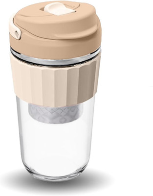 Stacpro 530 ml Glass, Silicone Bottle(Pack of 1, Beige)