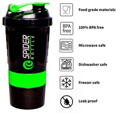 Spider Mart 500 ml Plastic Shaker(Pack of 1, Green)