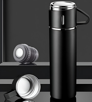 Kayvee 500 ml Steel Flask(Pack of 1, Black)