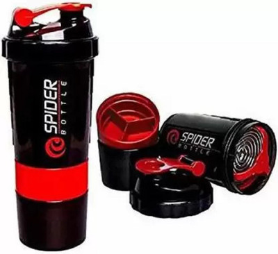 Akp 600 ml Plastic Shaker(Pack of 1, Black, Red)