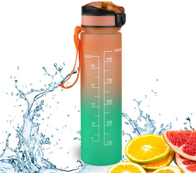 Kreme 1000 ml Plastic Sipper(Pack of 1, Orange, Green)