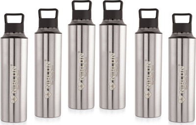 NIRLON 900 ml Steel Bottle(Pack of 6, Black)