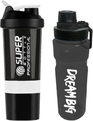 TRUE INDIAN Spider Shaker And Sipper Gym Water Bottle 500 ml Shaker(Pack of 2, White, Plastic)