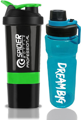 TRUE INDIAN 500 ml Plastic Shaker(Pack of 2, Green, Black)