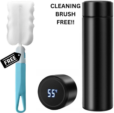 Kreme Water Bottle With LED Temperature Display, Stay Hot For 12 Hrs, Cold For 24 Hrs 500 Ml Bottle (Pack Of 1, Black, Steel) For Rs. 249 @ 85% off