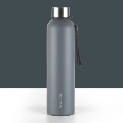 BOROSIL Laguna Made In India Water Bottle, Leakproof, Bottle for Office, School 1000 ml Bottle(Pack of 1, Grey, Steel)