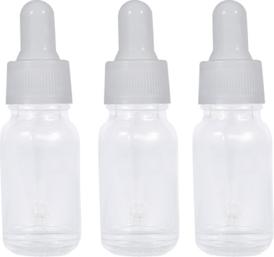 Newgen 10ML Clear Frosted Empty Glass Bottle, Dropper, White Ring, White Teat(P-12) 10 ml Bottle(Pack of 12, Clear, Glass)