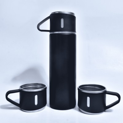 EraCrafts Stainless Steel Black Vacuum Flask Set 500 ml Flask(Pack of 3, Black, Steel)