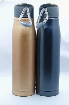 Neeladri Collection 500 ml Stainless Steel Bottle(Pack of 2, Gold, Black)