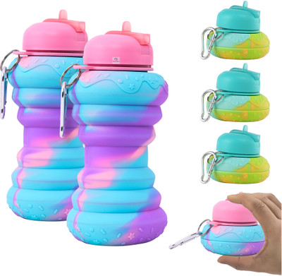 Heart Home 600 ml Silicone Bottle(Pack of 6, Green, Pink)