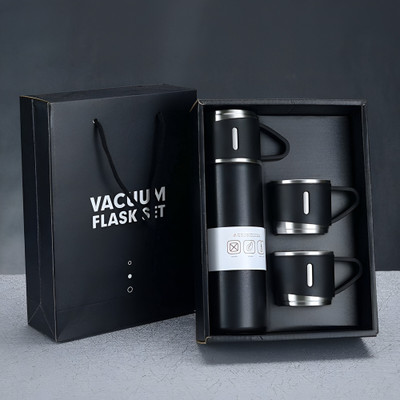 The Whimsify Store Vacuum Flask Set with Cups,Double Wall Stainless Steel Thermo 500ml Vacuum Flask 500 ml Flask(Pack of 1, Multicolor, Steel)