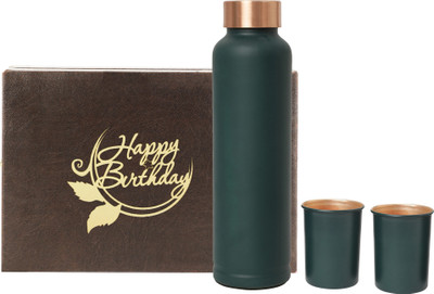 INTERNATIONAL GIFT 1000 ml Copper Bottle With Drinking Glass(Pack of 1, Green)