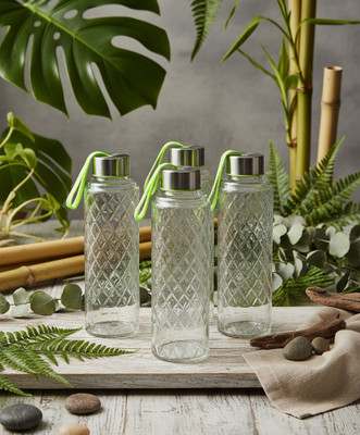 shaad traders 1000 ml Glass Bottle(Pack of 4, Green)