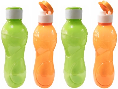 M.C. PIPWALA 1Ltr fridge bottle:2pcs Green DC cap bottle-2pcs Orange Fliptop Cap Bottle 1000 ml Bottle(Pack of 4, Green, Orange, PET)