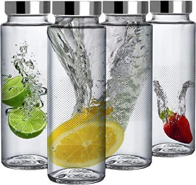 Goodhomes 500 ml Glass Bottle(Pack of 4, Clear, Steel/Chrome)