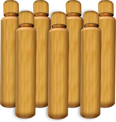 WQT Pure Bamboo Water Bottle Handmade For Travelling/Hiking/Office/Regular 700 ml Bottle(Pack of 7, Beige, Bamboo)