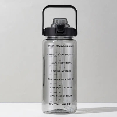 TRK HUB BPA Free Non -Toxic Aesthetic Transparent Motivational Water Bottle 2000 ml Sipper(Pack of 1, Multicolor, Plastic)