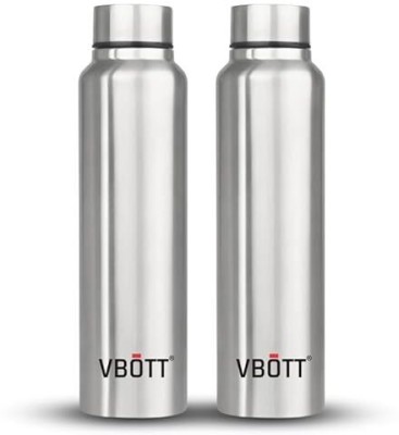 VBOTT ALEXA 1100 Single Wall Stainless Steel Fridge Water Bottle 1000 ml Bottle(Pack of 2, Silver, Steel)