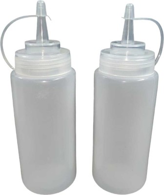 HOMLASA Round 500 ml Sauce Ketchup Squeeze Bottle (Pack Of 2) 500 ml Bottle(Pack of 2, White, Plastic)