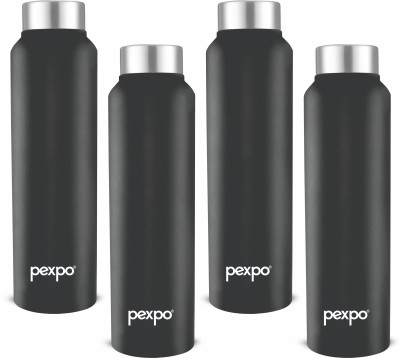 pexpo 750 ml Fridge Stainless Steel Water Bottle, Chromo-Xtreme 750 ml Bottle(Pack of 4, Black, Steel)