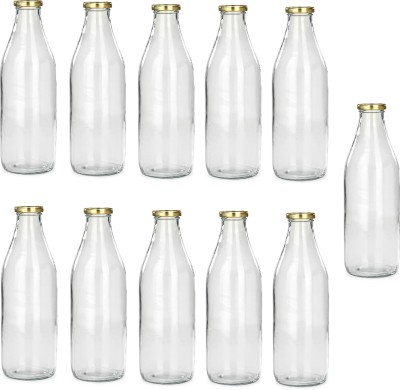 AFAST Water/ Milk Bottle With Lid, Set Of 11, 500 ml -RT58 500 ml Bottle(Pack of 11, Clear, White, Glass)
