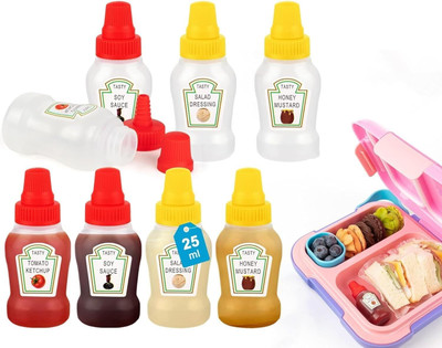 Atipriya 8 Pcs 25ml Mini Ketchup Bottles 25 ml Bottle(Pack of 8, Multicolor, Plastic)