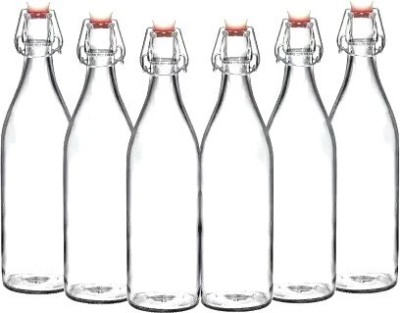 RK ONLINE SALES RK ONLINE Glass Water Juice 1000ml Bottle (Pack of 6,Clear White Glass) 1000 ml Bottle(Pack of 6, White, Glass)