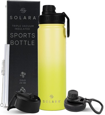 Solara Vacuum Insulated Stainless Steel Water Bottle for Hot and Cold, Lime Green 650 ml Bottle(Pack of 1, Yellow, Steel)