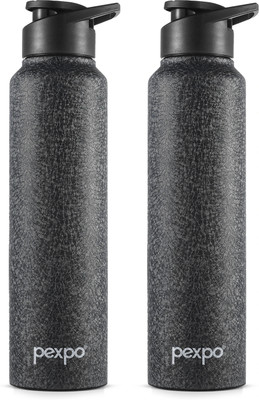 pexpo 950 ml Steel Bottle(Pack of 2, Black)