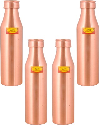 Shivshakti Arts Copper Bottle Rani Bottle Joint less Sleek Leak proof 1L Office Bottle Gym Yoga 1000 ml Bottle(Pack of 4, Brown, Copper)