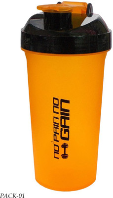 Piru 700 ml Plastic Shaker(Pack of 1, Orange, Black)