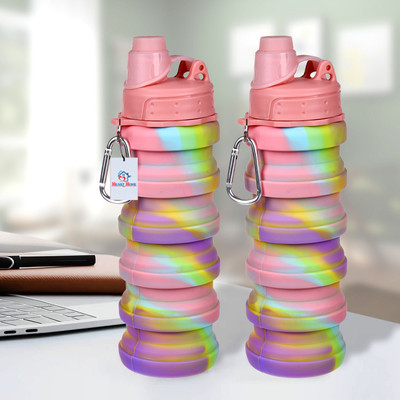 Heart Home 500 ml Silicone Bottle(Pack of 2, Pink)