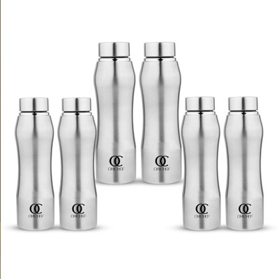 Omichef 1000 ml Steel Bottle(Pack of 6, Silver)
