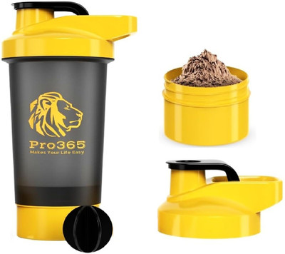 PRO365 600 ml Plastic Shaker(Pack of 1, Yellow, Black)