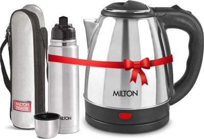 MILTON 2500 ml Steel Flask(Pack of 2, Silver)