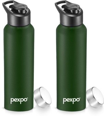pexpo Sports & Fridge Stainless Steel Bottle,Chromo-Xtreme With Steel & Sipper Cap 1000 ml Bottle(Pack of 2, Green, Steel)