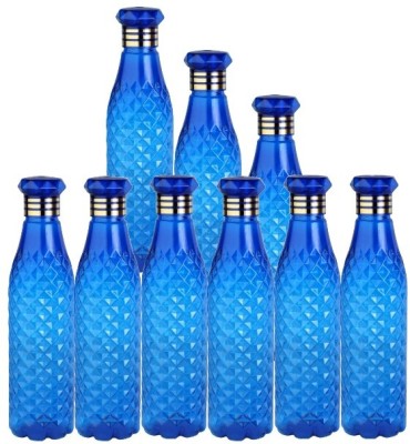 JLR Enterprise Plastic Fridge Water Bottle Set Of 12 Crystal Diamond Texture Design 1000 ml Bottle(Pack of 9, Blue, PET)