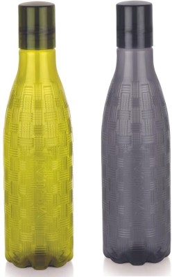 VISUAL INDUSTRIES Matte Water Bottle | BPA Free | Fridge Bottle | Unbreakable | 1000 ml Bottle(Pack of 2, Green, Grey, Plastic)