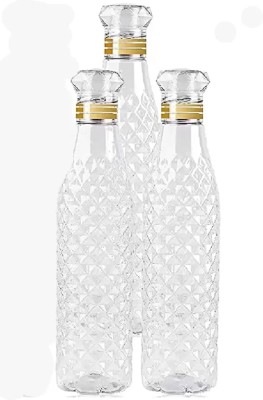 SKutirX Pack of 3 Diamond Crystal Clear Fridge Water Bottle 1000ml | [BOTTLE79d7c] 1000 ml Bottle(Pack of 3, White, Plastic)