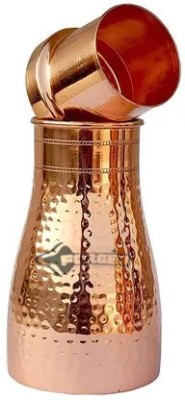 Forgex Copper Bedroom And Dinning Table, Hammered Style Tableware 1000 ml Bottle With Drinking Glass(Pack of 1, Brown, Copper)